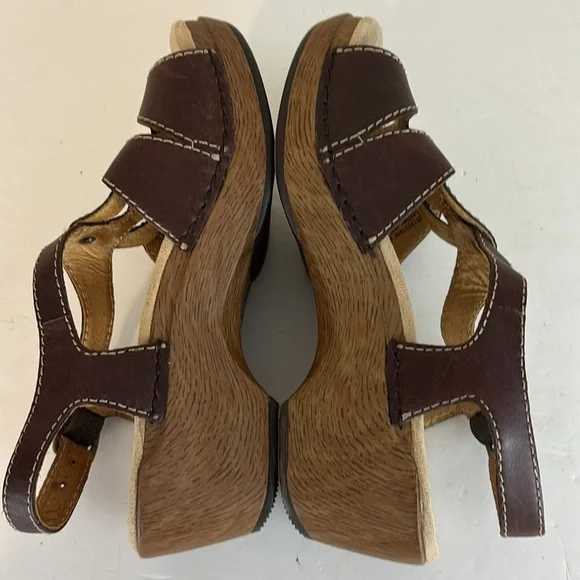 Dansko Sigrid Brown Leather Wedge Sandals Back Strap Size 36 - Picture 8 of 16